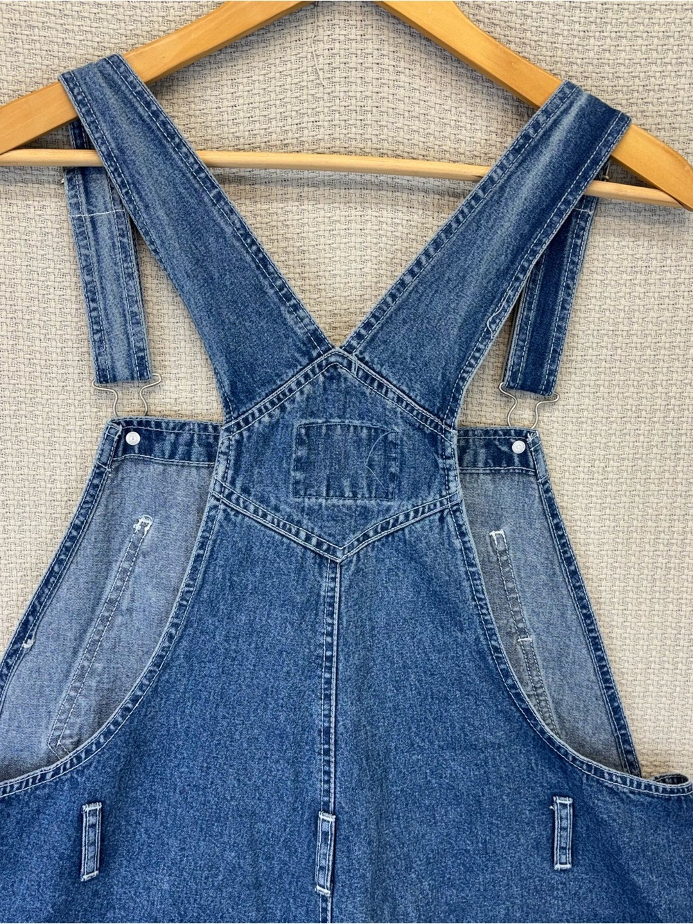 Vtg Revolt Denim Carpenter Bib Overalls Womens Sz 18 Blue Embroidered Boho Y2K - Picture 9 of 12